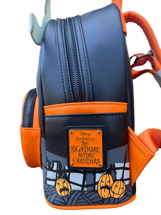 jack skellington and zero mini backpack Bioworld Nightmare Before Christmas Graveyard Metallic with Removable Coin Pouch Crafted with luxurious velvet accents The Nightmare Before Christmas Zero