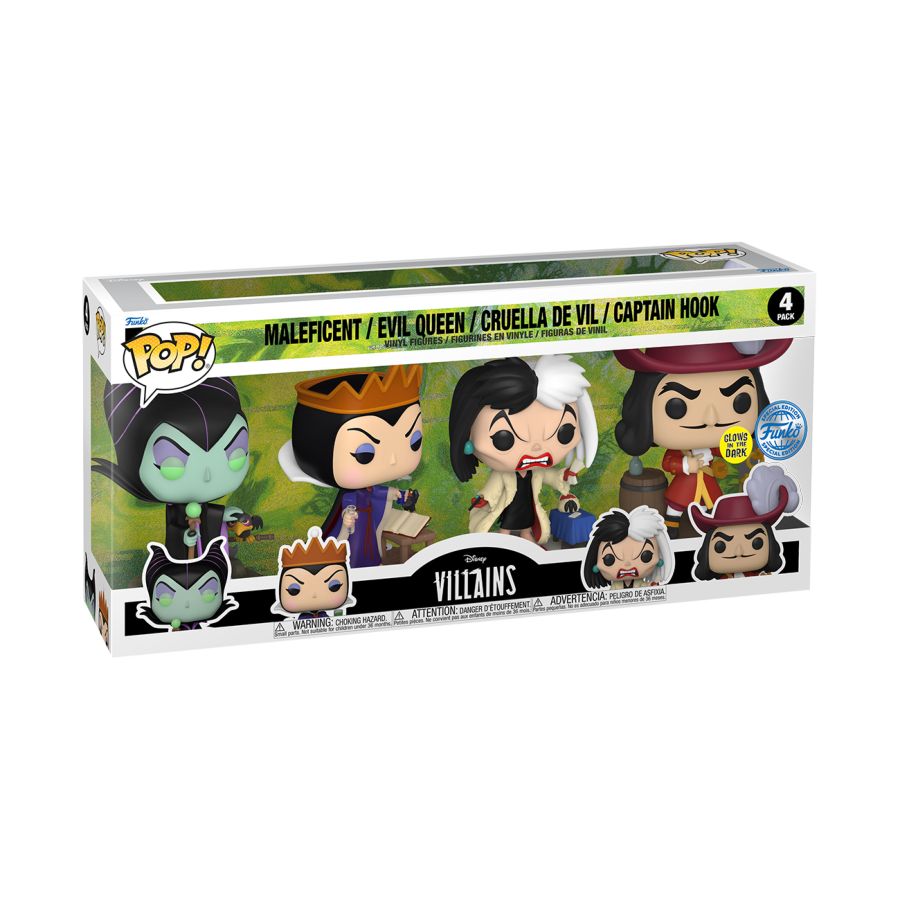 Disney: Villains - US Exclusive Glow in the Dark Pop! Vinyl 4-Pack [RS]