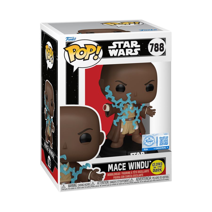 Star Wars: Revenge of the Sith - Mace Windu Electricity US Exclusive Glow-in-th-Dark Pop! Vinyl [RS]