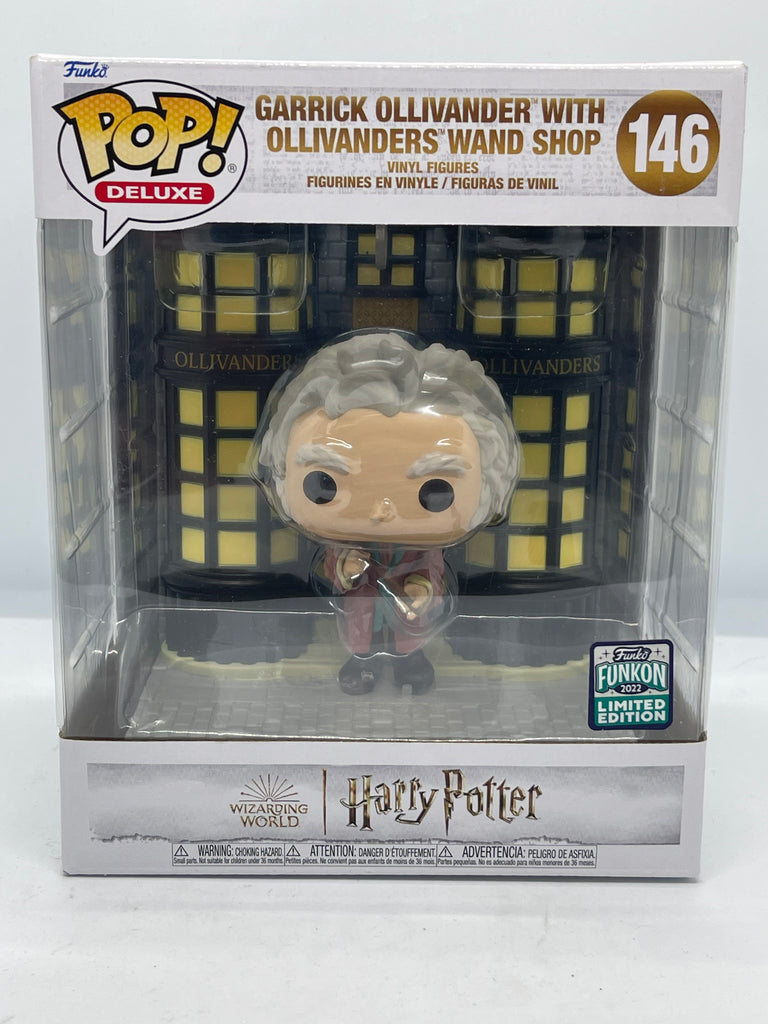 Harry Potter - Garrick Ollivander with Ollivanders Wand Shop Diagon Alley Diorama 2022 Funkon Convention ExclusiveDeluxe Pop! Vinyl