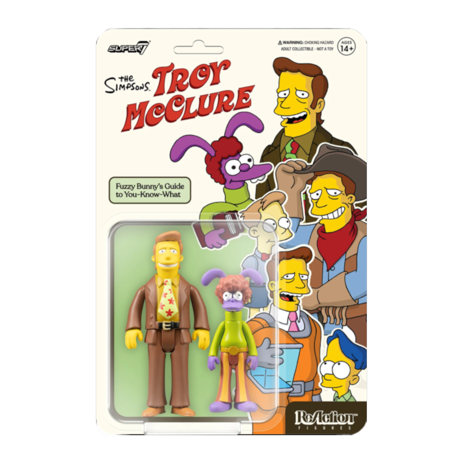 The Simpsons - Troy McClure (Fuzzy Bunny's Guide to You-Know-What) Reaction 3.75" Action Figure