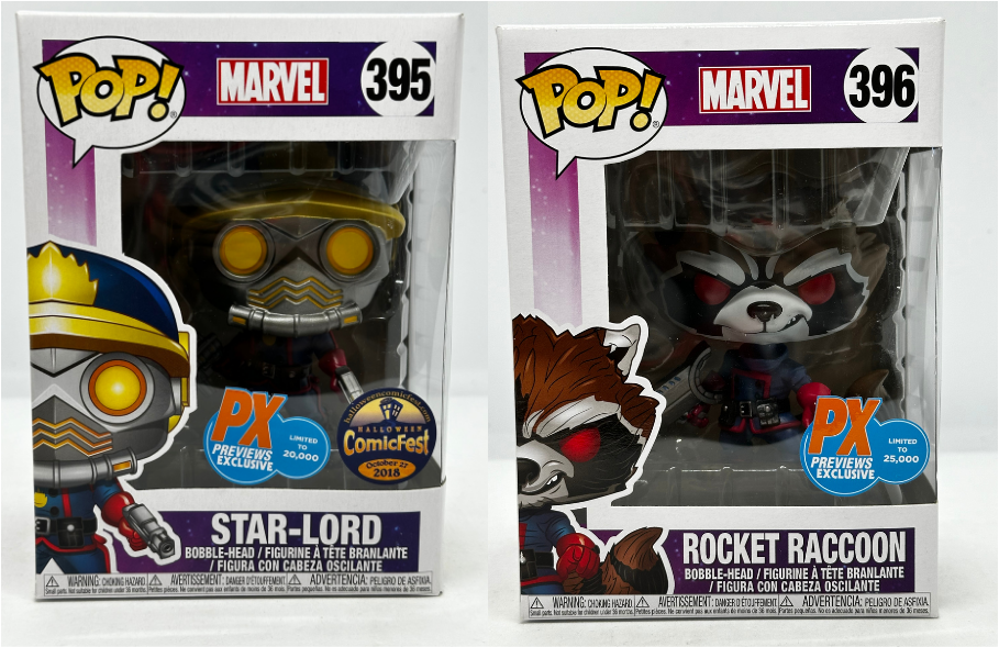 Marvel - Rocket Racoon (396) & Star Lord (395) PX Previews Exclusive Limited to 25,000 & 20,000 Pieces Pop! Vinyl Bundle (Set of 2)