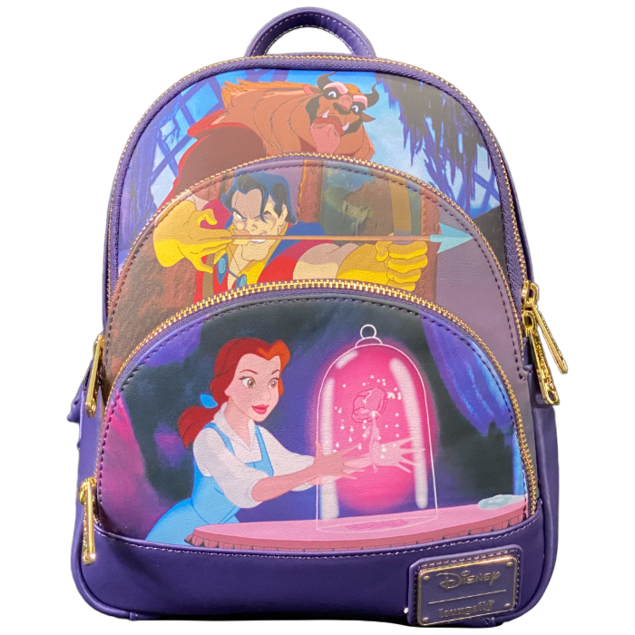 Beauty and the Beast (1991) - Scenes Triple Pocket 10" Faux Leather Mini Backpack