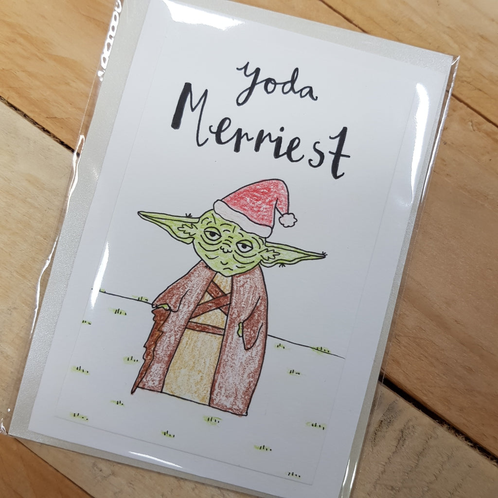 That Freckle, Yoda Merriest 02 Hand Drawn Card.