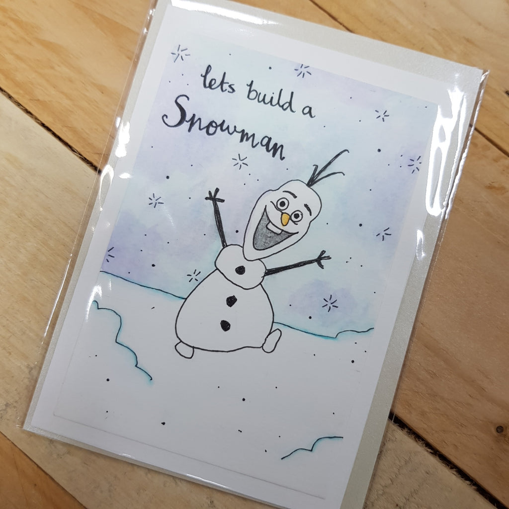 That Freckle, Olaf Lets Build a Snowman Hand Drawn Card.