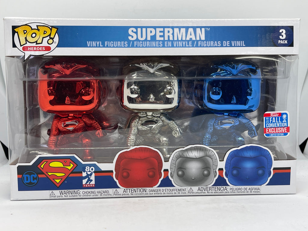 Superman - Superman Chrome NYCC 2018 Exclusive 3-Pack Pop! Vinyl