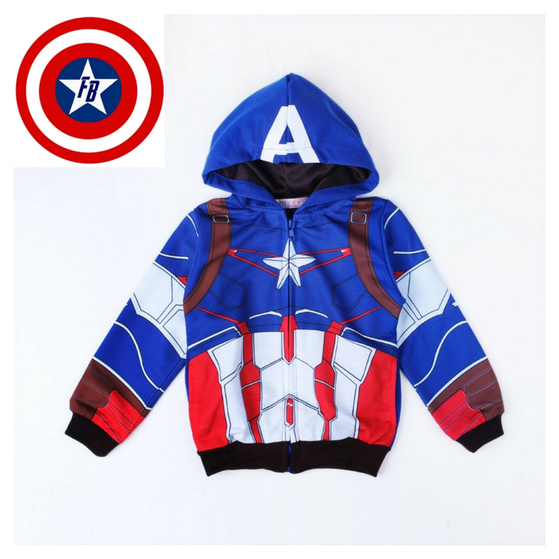 Super Hero Kids Zip Hoodies- Captain America